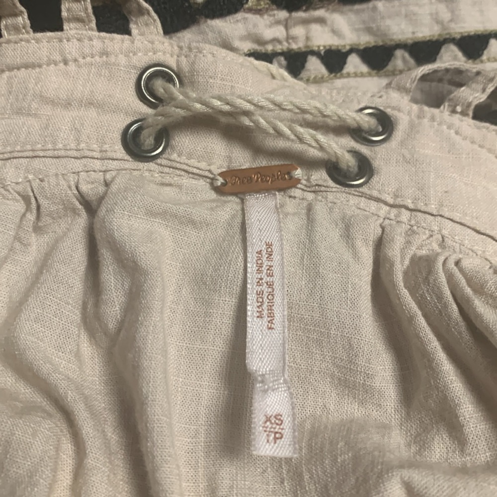FREE PEOPLE Batiste Kashmir Embroidered Tent Dress Biscotti Beige - Picture 8 of 10